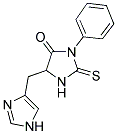 rac-(5R*)-5-(1H-イミダゾール-4-イルメチル)-3-フェニル-2-チオキソイミダゾリジン-4-オン 化学構造式