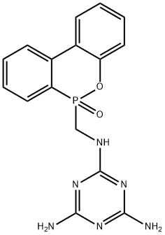 N-[(10-Oxido-9,10-dihydro-9-oxa-10-phosphaphenanthrene)methyl]-1,3,5-triazine-2,4,6-triamine 化学構造式