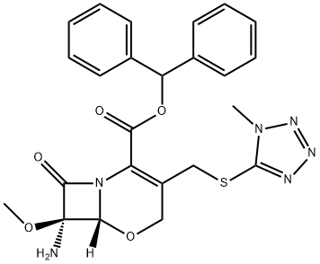 (6β)-3-(1-Methyl-1H-tetrazole-5-ylthiomethyl)-7α-amino-7-methoxy-8-oxo-5-oxa-1-azabicyclo[4.2.0]octa-2-ene-2-carboxylic acid benzhydryl ester Structure
