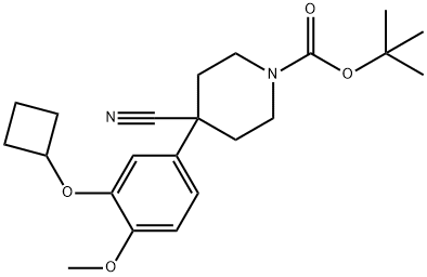 1-BOC-4-CYANO-4-[3-(CYCLOBUTYLOXY)-4-METHOXYPHENYL]-PIPERIDINE,666180-01-4,结构式