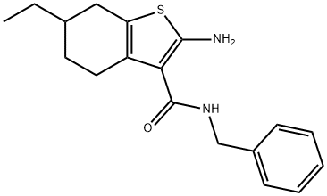 2-AMINO-N-BENZYL-6-ETHYL-4,5,6,7-TETRAHYDRO-1-BENZOTHIOPHENE-3-CARBOXAMIDE 结构式