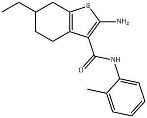 2-AMINO-6-ETHYL-N-(2-METHYLPHENYL)-4,5,6,7-TETRAHYDRO-1-BENZOTHIOPHENE-3-CARBOXAMIDE 结构式