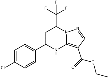 ethyl 5-(4-chlorophenyl)-7-(trifluoromethyl)-4,5,6,7-tetrahydropyrazolo[1,5-a]pyrimidine-3-carboxylate Structure