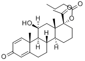 11β-ヒドロキシ-17a-(1-オキソブトキシ)-D-ホモプレグナ-1,4-ジエン-3,20-ジオン 化学構造式