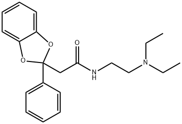 N-(2-ジエチルアミノエチル)-2-フェニル-1,3-ベンゾジオキソール-2-アセトアミド 化学構造式