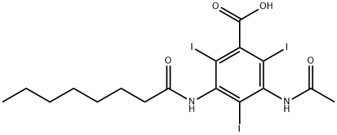 3-(Acetylamino)-5-(octanoylamino)-2,4,6-triiodobenzoic acid Struktur
