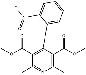 2,6-ジメチル-4-(2-ニトロフェニル)ピリジン-3,5-ジカルボン酸ジメチル 化学構造式