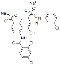 6-[(3-Chlorophenyl)azo]-4-[(2,4-dichlorobenzoyl)amino]-5-hydroxy-1,7-naphthalenedisulfonic acid disodium salt,6713-60-6,结构式