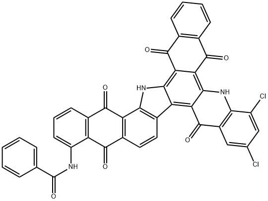 N-(7,9-ジクロロ-6,11,14,19,20,21-ヘキサヒドロ-5,11,14,19,21-ペンタオキソ-5H-ナフト[2,3-c]ナフト[2',3':6,7]インドロ[3,2-a]アクリジン-15-イル)ベンズアミド 化学構造式