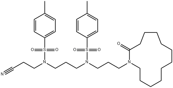 N-(2-Cyanoethyl)-4-methyl-N-[3-[[(4-methylphenyl)sulfonyl][3-(2-oxoazacyclotrideca-1-yl)propyl]amino]propyl]benzenesulfonamide 结构式