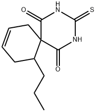 11-プロピル-3-チオキソ-2,4-ジアザスピロ[5.5]ウンデカ-8-エン-1,5-ジオン 化学構造式
