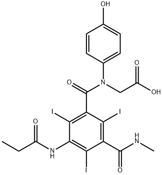N-(3-Methylcarbamoyl-5-propionylamino-2,4,6-triiodobenzoyl)glycine Struktur