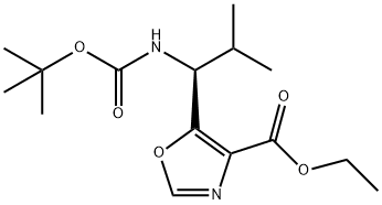 (S)-ETHYL 5-(1-(TERT-BUTOXYCARBONYLAMINO)-2-METHYLPROPYL)OXAZOLE-4-CARBOXYLATE,672310-09-7,结构式