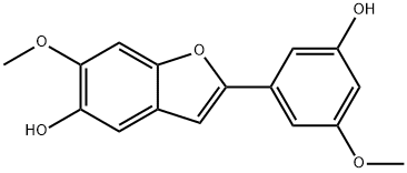 2-(3-ヒドロキシ-5-メトキシフェニル)-6-メトキシベンゾフラン-5-オール 化学構造式