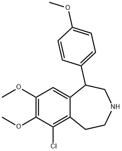 6-クロロ-2,3,4,5-テトラヒドロ-7,8-ジメトキシ-1-(4-メトキシフェニル)-1H-3-ベンゾアゼピン 化学構造式
