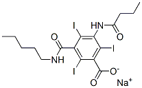 5-Butyrylamino-N-pentyl-2,4,6-triiodoisophthalamic acid sodium salt Struktur