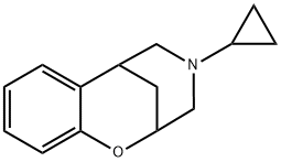 4-シクロプロピル-3,4,5,6-テトラヒドロ-2,6-メタノ-2H-1,4-ベンゾオキサゾシン 化学構造式