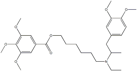 3,4,5-トリメトキシ安息香酸6-[エチル[2-(3,4-ジメトキシフェニル)-1-メチルエチル]アミノ]ヘキシル 化学構造式