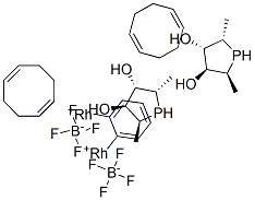 1,1''-(1,2-PHENYLENE)-BIS-[2,5-DIMETHYL-(2S,2''S,3S,3''S,4S,4''S,5S,5''S)-3,4-PHOSPHOLANEDIOL-(1,5-CYCLOOCTADIENE)-RHODIUM(I)]-TETRAFLUOROBORATE 化学構造式