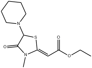 (Z)-[3-メチル-4-オキソ-5-(1-ピペリジニル)-2-チアゾリジニリデン]酢酸エチル 化学構造式