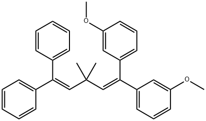 1,1'-(3,3-ジメチル-5,5-ジフェニル-1,4-ペンタジエン-1,1-ジイル)ビス(3-メトキシベンゼン) 化学構造式