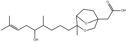 4-(5-ヒドロキシ-4,8-ジメチル-7-ノネニル)-4-メチル-3,8-ジオキサビシクロ[3.2.1]オクタン-1-酢酸 化学構造式