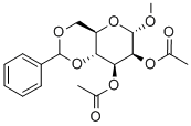Methyl-4,6-di-O-benzylidene-2,3-di-O-acetyl-α-D-mannopyranoside 结构式