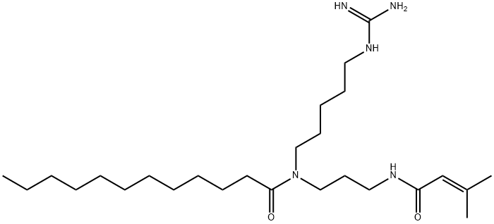 N-[5-[(Aminoiminomethyl)amino]pentyl]-N-[3-[(3-methyl-1-oxo-2-butenyl)amino]propyl]dodecanamide Structure