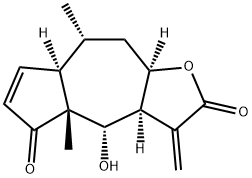(3aS)-3,3aα,4,4a,7aα,8,9,9aα-オクタヒドロ-4α-ヒドロキシ-4aβ,8α-ジメチル-3-メチレンアズレノ[6,5-b]フラン-2,5-ジオン 化学構造式
