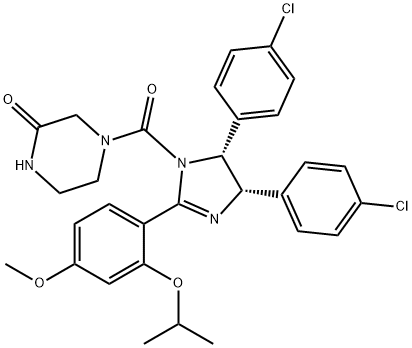 4-[[(4S,5R)-4,5-bis(4-chlorophenyl)-4,5-dihydro-2-[4-methoxy-2-(1-methylethoxy)phenyl]-1H-imidazol-1-yl]carbonyl]-2-Piperazinone Structure