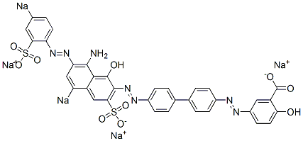 5-[[4'-[[8-Amino-1-hydroxy-7-[(4-sodiosulfophenyl)azo]-5-sodiosulfo-2-naphthalenyl]azo]-1,1'-biphenyl-4-yl]azo]-2-hydroxybenzoic acid sodium salt 结构式
