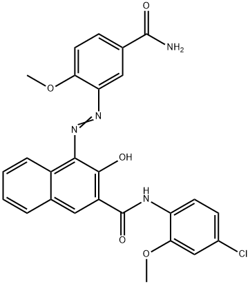 4-[[5-(アミノカルボニル)-2-メトキシフェニル]アゾ]-N-(4-クロロ-2-メトキシフェニル)-3-ヒドロキシ-2-ナフタレンカルボアミド 化学構造式
