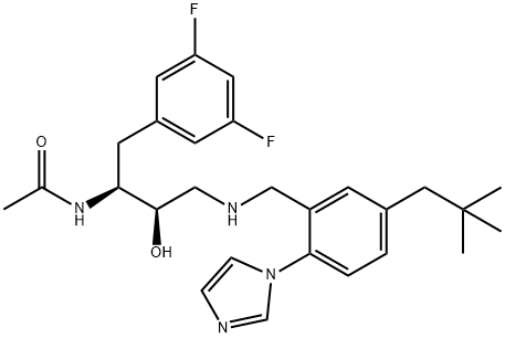 AcetaMide, N-[(1S,2R)-1-[(3,5-difluorophenyl)Methyl]-3-[[[5-(2,2-diMethylpropyl)-2-(1H-iMidazol-1-yl)phenyl]Methyl]aMino]-2-hydroxypropyl]-,676138-80-0,结构式