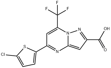 5-(5-氯噻吩-2-基)-7-(三氟甲基)-吡唑并[1,5-A]嘧啶-2-羧酸, 676153-48-3, 结构式