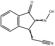 Acetonitrile, [2,3-dihydro-2-(hydroxyimino)-3-oxo-1H-inden-1-ylidene]- (9CI) Structure