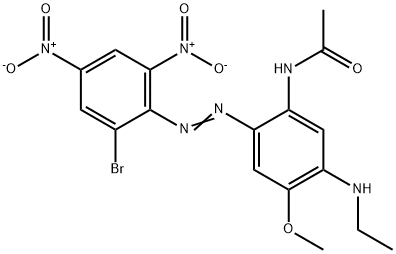 N-[2-[(2-ブロモ-4,6-ジニトロフェニル)アゾ]-5-(エチルアミノ)-4-メトキシフェニル]アセトアミド 化学構造式