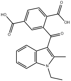 2-[(1-ethyl-2-methyl-1H-indol-3-yl)carbonyl]terephthalic acid Struktur