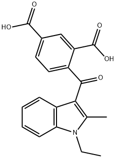 4-[(1-ethyl-2-methyl-1H-indol-3-yl)carbonyl]isophthalic acid,67697-32-9,结构式