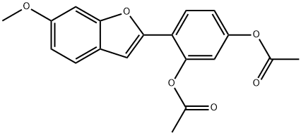 4-(6-メトキシ-2-ベンゾフラニル)-1,3-ベンゼンジオールジアセタート 化学構造式