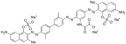 N-[5-[(7-Amino-1-hydroxy-3-sodiosulfo-2-naphthalenyl)azo]-2-[[4'-[(7-amino-1-hydroxy-3-sodiosulfo-2-naphthalenyl)azo]-3,3'-dimethyl[1,1'-biphenyl]-4-yl]azo]phenyl]oxamidic acid sodium salt,6771-91-1,结构式