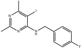 N-(4-fluorobenzyl)-5-iodo-2,6-dimethyl-4-pyrimidinamine,677749-61-0,结构式