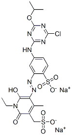 disodium 5-[[5-[[4-chloro-6-isopropoxy-1,3,5-triazin-2-yl]amino]-2-sulphonatophenyl]azo]-1-ethyl-1,2-dihydro-6-hydroxy-4-methyl-2-oxopyridine-3-methanesulphonate,67827-64-9,结构式