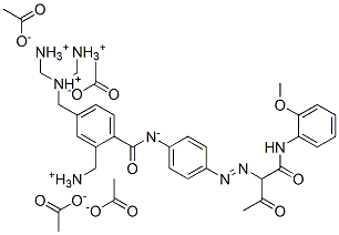p,p'-[[1-[(o-methoxyanilino)carbonyl]-2-oxopropyl]azo]benzanilide, tetrakis(aminomethyl) derivative, tetraacetate ,67827-87-6,结构式