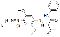 2,5-dimethoxy-4-[[2-oxo-1-[(phenylamino)carbonyl]propyl]azo]benzenediazonium chloride monohydrochloride,67846-59-7,结构式