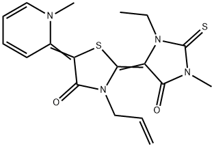 3-allyl-2-(3-ethyl-1-methyl-5-oxo-2-thioxoimidazolidin-4-ylidene)-5-(1-methylpyridin-2(1H)-ylidene)thiazolidin-4-one|