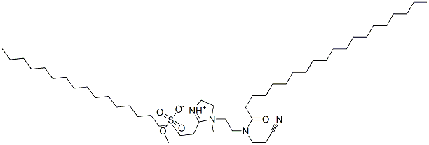 1-[2-[(2-cyanoethyl)(1-oxoicosyl)amino]ethyl]-4,5-dihydro-1-methyl-2-nonadecyl-1H-imidazolium methyl sulphate Struktur