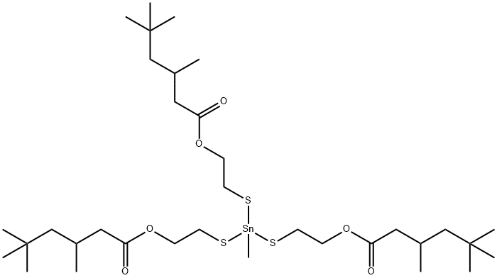 Tris(3,5,5-trimethylhexanoic acid)(methylstannylidyne)tris(thio-2,1-ethanediyl) ester Structure