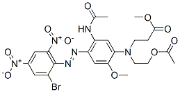 methyl N-[5-(acetylamino)-4-[(2-bromo-4,6-dinitrophenyl)azo]-2-methoxyphenyl]-N-[2-(acetoxy)ethyl]beta-alaninate 结构式