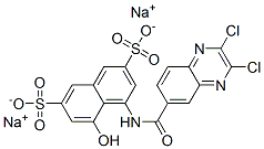 disodium 4-[[(2,3-dichloro-6-quinoxalinyl)carbonyl]amino]-5-hydroxynaphthalene-2,7-disulphonate 结构式