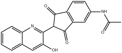 N-[[2,3-ジヒドロ-2-(3-ヒドロキシキノリ-2-イル)-1,3-ジオキソ-1H-インデン]-5-イル]アセトアミド 化学構造式